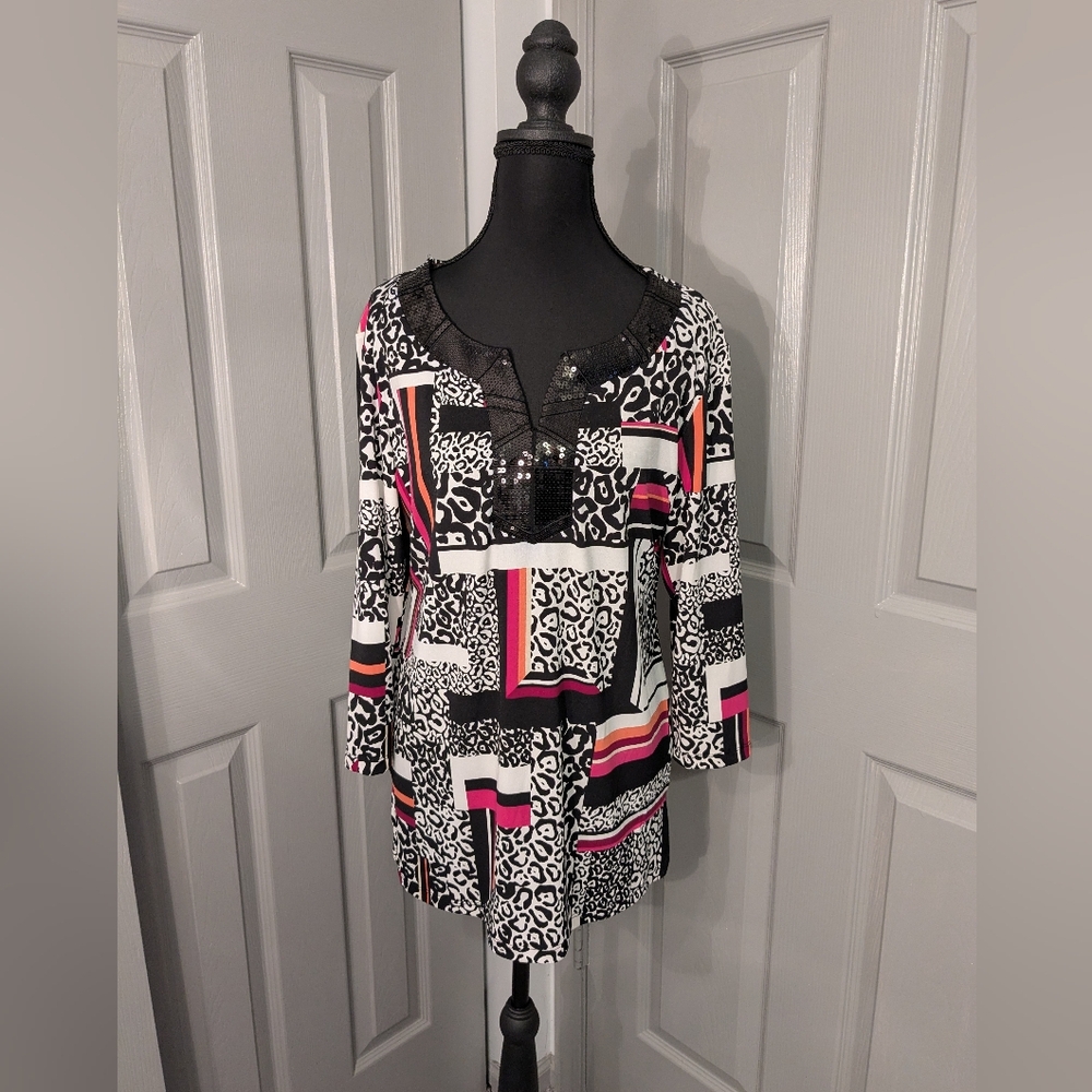 Vintage JM Collection Cheetah Sequin Top
